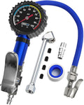 Tire Inflator with Pressure Gauge and Longer Hose - Most Accurate, Heavy Duty Air Chuck with Gauge for Air Compressor Tire Inflator Attachment - 100PSI