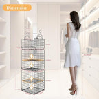 Yuyetuyo 5 Tier Closet Hanging Organizer and Storage Separable Hanging Closet Shelves with 4 Hooks 2 Adjustable Dividers, Wir
