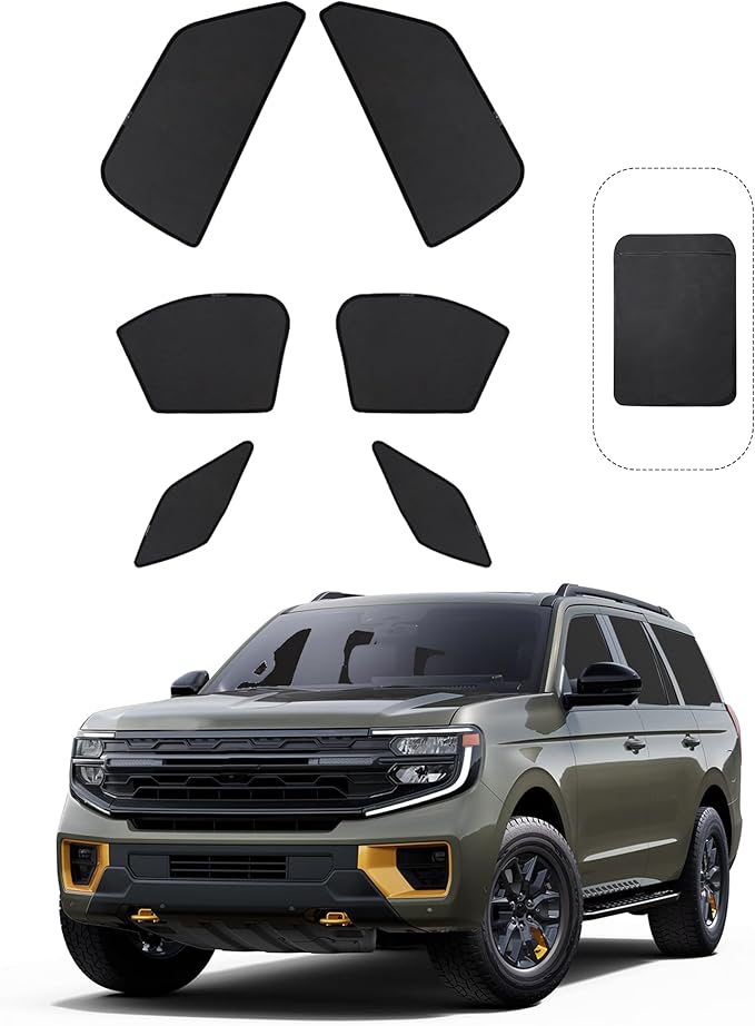 Front Side Half Window Shade Foldable Custom Fit for Ford Expedition SUV 2020-2025 Car Window Shades for Side Window Sun Shade UV Protection Heat Insulation for Camping Sleeping 6PCS