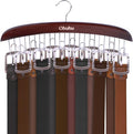 Belt Hanger Organizer for Closet: Ohuhu 12 Hooks Max 36 Belts Tie Rack Wooden Belt Holder for Storage 360 Degree Rotating Spa