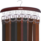 Belt Hanger Organizer for Closet: Ohuhu 12 Hooks Max 36 Belts Tie Rack Wooden Belt Holder for Storage 360 Degree Rotating Spa