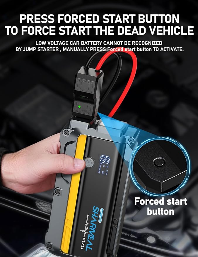 Sharmeal 7000A Car Battery Jump Starter, 12000mAh Car Jumper Starter Battery Pack for Up to All Gas & 12.0L Diesel Engines,