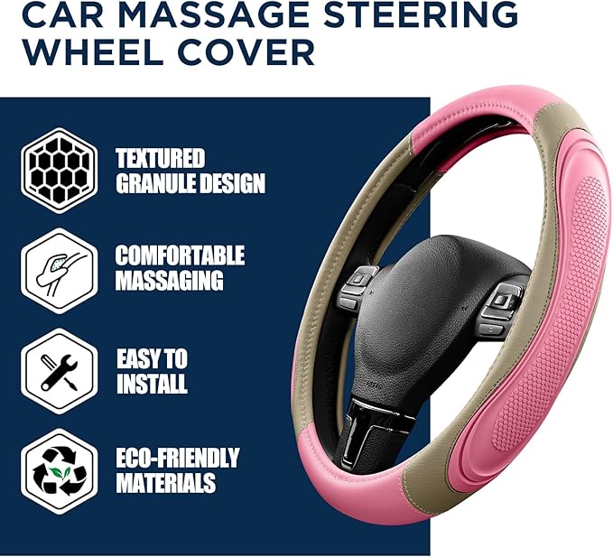 Road Comforts Car Steering Wheel Cover - Microfiber Leather Steering Wheel Wrap Sports 14.5-15 Inch Steering Wheel Cover Non-