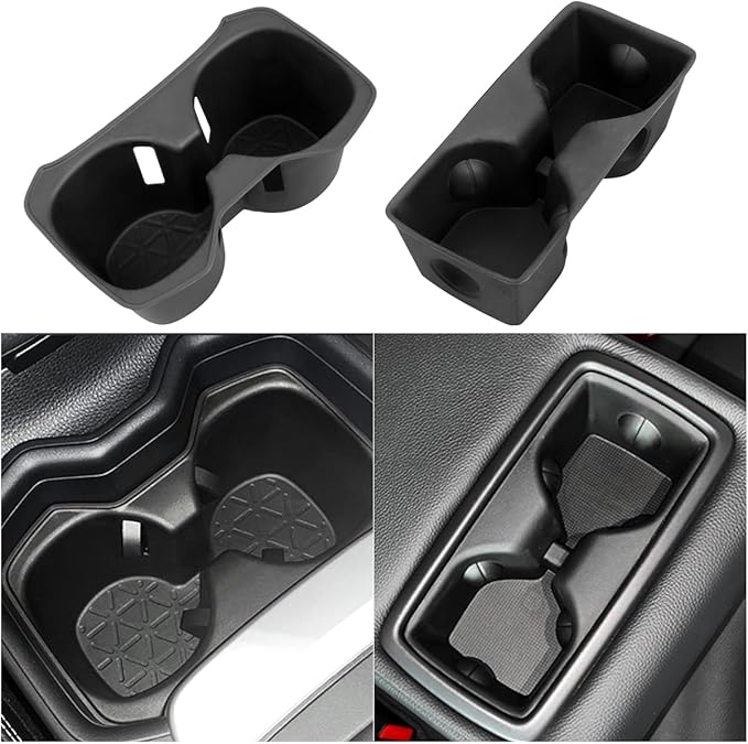 TUYICIN 2PCS Cup Holder Inserts for 2019-2021 Toyota RAV4 Accessories, TPE Center Console & Rear Row Seat Drink Holder Set No