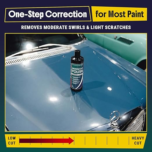 Carfidant Medium Cut Polish – Car Scratch Remover & Swirl Remover – Polishing Compound Restores Gloss & Clarity – One-Step Paint Correction Polish for Hand or DA Polisher – 16 oz