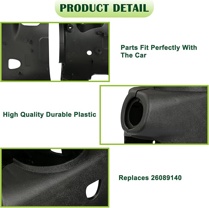 Upper & Lower Steering Column Trim Cover Kit Compatible with 2003-2007 Chevy Silverado Suburban Tahoe GMC Sierra Yukon Replaces 26089140