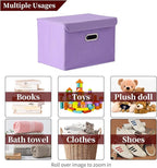 STOREONE Fabric Storage Cube Bins Foldable Organizer Container Collapsible Basket with Lids and Metal Handles, for Home, Bedr
