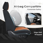 Coverado Car Seat Covers with Lumbar Support, Front Covers for Cars, Universal Automotive Seat Cover, Waterproof, Leather Car