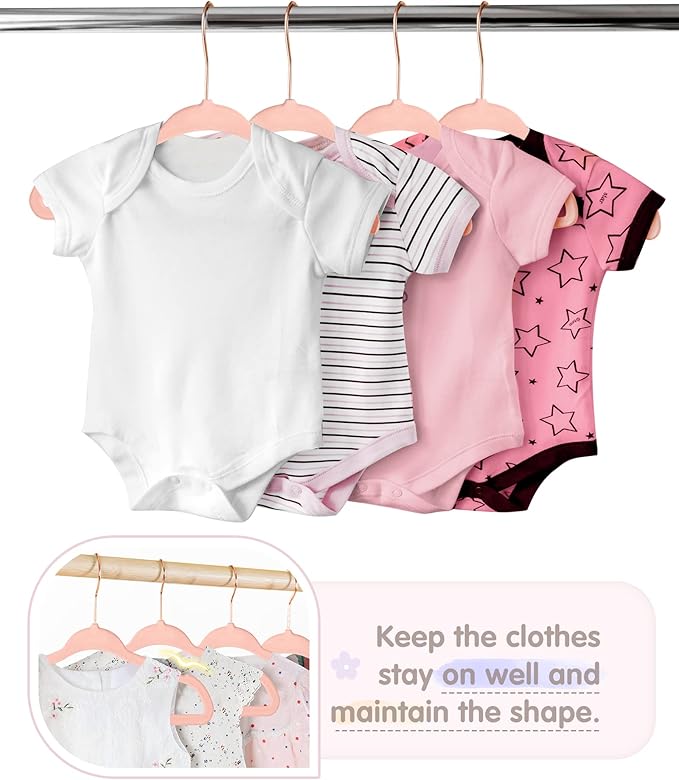 VIS'V Baby Hangers, 11 Inch Velvet Kids Hangers with 6 Pcs Clothes Size Dividers, Infant Toddler Nursery Closet Organization,