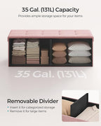 SONGMICS MAZIE Collection - 43 Inches Folding Storage Ottoman Bench, Ottoman Foot Rest, End of Bed Bench, Storage Chest, Load