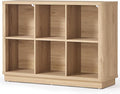 Joaxswe 6 Cube Storage Book Shelf, 40" Wide Low Horizontal Bookcase with Curved Edge, Floor Standing 2-Tier Wooden Bookshelf 
