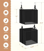 STORAGE MANIAC 2-Shelf Hanging Closet Organizer, Cloth Hanging Closet Shelf, Hanging Closets Baskets with Hooks for Dorm, Apt