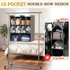 Ofiray-home 3 Tier Hanging Closet Organizer, 10 Compartments Sweater Organizer for Closet with 3 Sturdy Hooks, Closet Organiz
