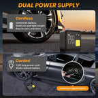 Cordless Air Compressor Portable, 150PSI Electric Tire Inflator for Car, 3X Faster Inflation, Heavy Duty Portable Air Pump with Auto Stop, LED Light for Emergency