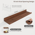 Axeman Picture Ledge Shelf | 24 Inch Walnut Floating Shelves Set of 3 | Rustic Wood Wall Shelves with Lip | 24" Walnut Pictur