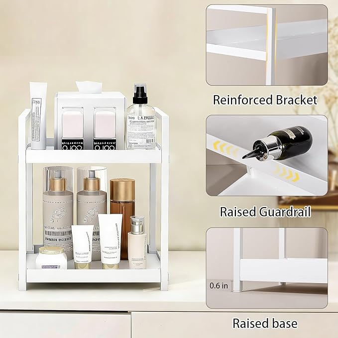 Anyoifax Bathroom Counter Organizer 2 Tier Vanity Storage Countertop Shelf Makeup Organizer Perfume Tray Skincare Holder for 