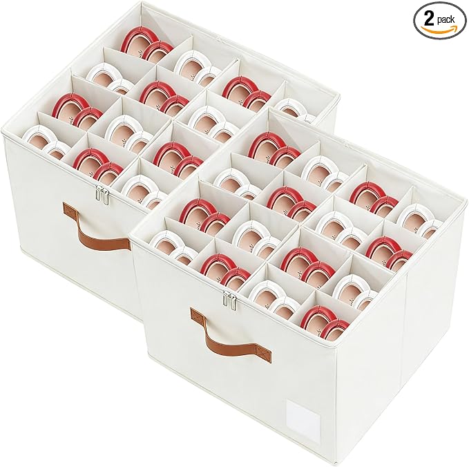 NVGSN Shoe Organzier for Cloest - 2pack Adjustable Shoe Storage Box Fits 8-16 pairs with Pop-Up dividers,17''*17''*12.5'' Spa