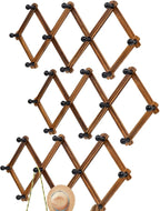 Accordion Wall Hanger, Wood Expandable Wall Mounted Hanger with 10 Hooks for Coats,Hats,Coffee Mug Ect,3 Packs Included,30 Pe
