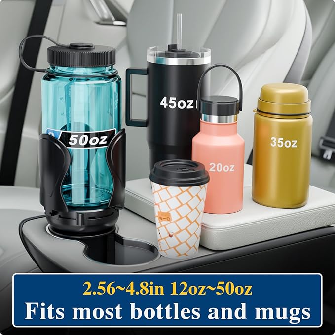 Car Cup Holder Expander, Cup Holder Extender Adapter with Expandable Arm and Adjustable Base, Compatible with Yeti Ramblers 1