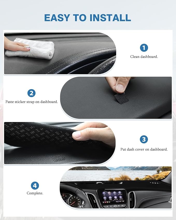 FIILINES Dash Cover for Chevy/Chevrolet Equinox 2018-2024 (Without HUD), Dashboard Mat Cover Equinox Accessories Sunshade Das
