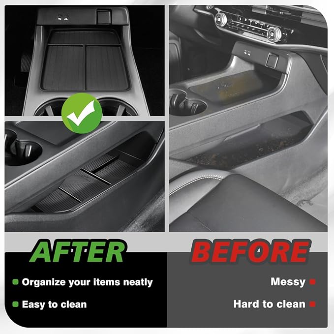 BestEvMod 2PCS Center Console Organizers Compatible with Honda Prologue 2026 2025 2024 Accessories Storage Tray Easy to Install and Clean Anti-Slip Front + Lower Console Tray