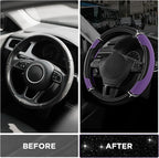 Road Comforts Leather Steering Wheel Cover - Made with PVC Leather - Anti-Slip, Universal Fit 14 1/2 inches to 15 inches - Pu