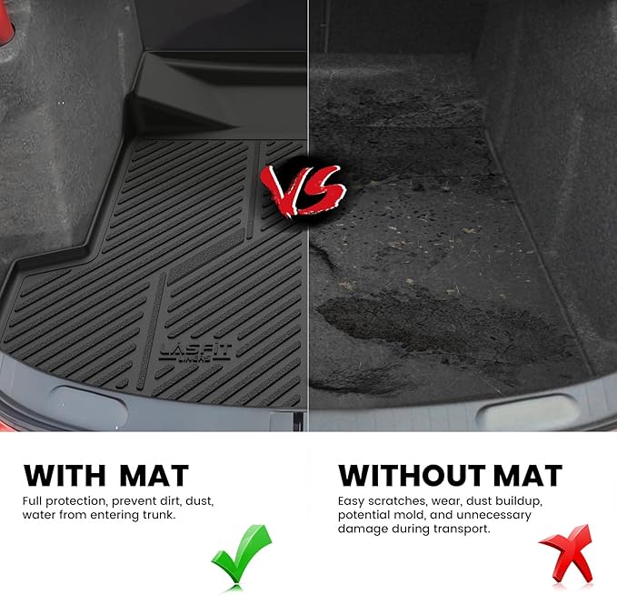 LASFIT Trunk Mat for Chevrolet Chevy Impala 2014-2020 (Not Fit Equipped with The Auto Stop/Start System), All Weather TPE Custom Fit Cargo Mat Trunk Liner for Chevy Impala Accessories, Black