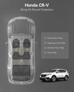 3W Floor Mats & Cargo Liner Fit for Honda CR-V 2017-2022(Not Fit for Hybrid), All Weather TPE Custom Fit Floor Liner 1st, 2nd Row and Full Set Trunk Car Mats Black