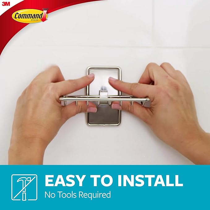 Command Soap Dish for Shower,Damage Free Hanging Bathroom Soap Dish,No Tools Bar-Soap Holder,1 Satin Nickel-Soap-Dish and 2 W