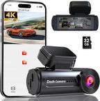 4K Dash Cam Front with Built-in WiFi, Dash Camera for Cars, 32GB Card Included, Super Night Vision Dash Camera, Loop Recordin