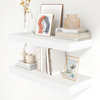 30 Inch Floating Shelves | 12 Inch Deep White Floating Shelves Set of 2 | 30" W x 12" D Rustic Wood Shelves for Wall | Deep W