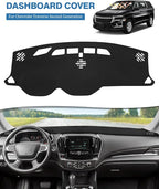 FIILINES Dash Cover for Chevrolet Traverse 2018–2023, Dashboard Mat Cover Sunshade Nonslip Mesh Protector No Glare Black