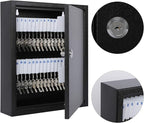 KYODOLED Key Storage Lock Box with Key, Locking Key Cabinet, 60 Key Management Wall Mount with Key Lock, Key Hooks & Key Labe