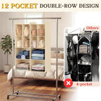 Ofiray-home 4 Tier Hanging Closet Organizer, 12 Compartments Sweater Organizer for Closet with 3 Sturdy Hooks, Closet Organiz