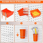 ENJOYWOOD Pegboard Organizer Accessories Kit 264 PCS, Peg Board Hooks Assortment with Bins, Cups, Baskets for 1/4in Pegboard 