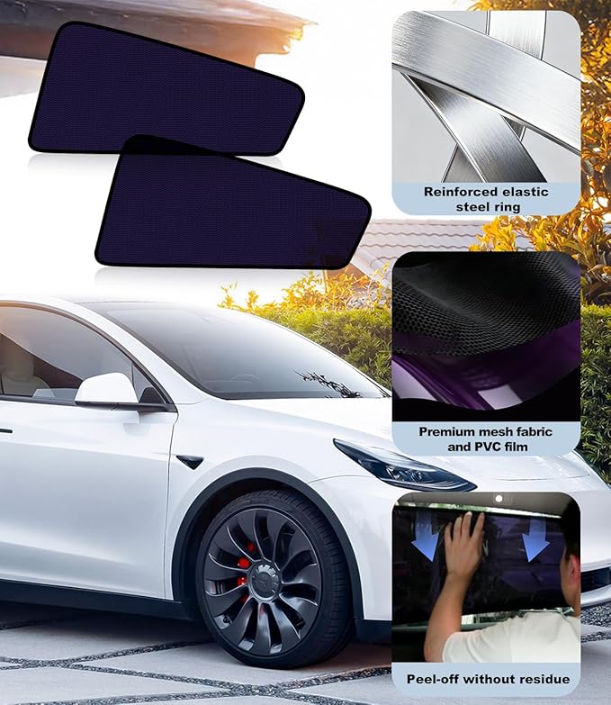 XCBYT Car Window Shades for Tesla Model Y 2020-2024 (Not for 2025 2026 Model Y Juniper) | Static Cling Rear Side Sun Shade, UV & Heat Blocking, Privacy Protection, Easy On & Off