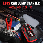 S ZEVZO ET03 Car Jump Starter 4000A Jump Starter Battery Pack for Up to 8.0L Gas and 7.0L Diesel Engines, 74Wh Portable 12V