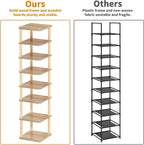 LUCKNOCK Vertical Shoe Rack, 8-Tier Tall Narrow Shoe Organizer for Entryway, Closet, Dorm & Small Spaces, Freestanding Wooden