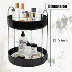 Rotating Makeup Organizer Countertop 2 Tier Lazy Susan Trays Spinning Skincare Perfume Storage for Bathroom Counter Vanity, B