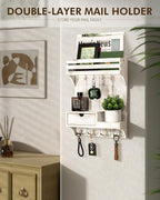 Rebee Vision Farmhouse Key Holder Wall Mount with Mini Drawer Organizer - Decorative Mail Organizer with 9 Key Hooks & Shelf 