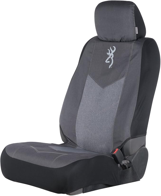 Browning Universal Front and Bench Seat Covers, Water Resistant for Car, Truck, and SUV, Chevron (Heather Black)