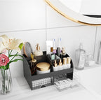 Makeup Organizer with Drawers, Cosmetic Storage for Dresser Vanity and Bathroom Countertop, Beauty Holder for Lipstick Brush,