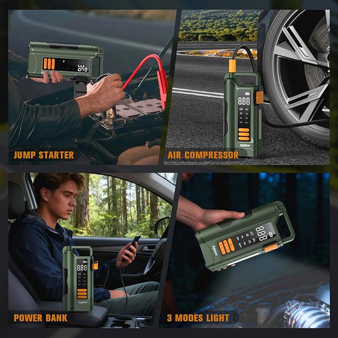 Jump Starter with Air Compressor,5000A Car Battery Jumper Starter, 16000mAh Battery Jumper Starter Portable for 10L