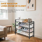 Detsuk 4-Tier Expandable Shoe Rack – Adjustable Metal Shoe Organizer for Closet, Entryway & Mudroom – Stackable, Heavy-Duty S