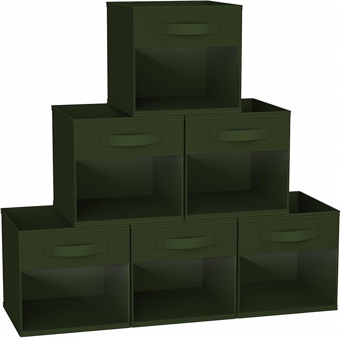 DIMJ Cube Bins, 12.2-Inch Storage Bins Cubes with Window, 6 Packs Collapsible Storage Bins with Handles, Closet Storage Baske