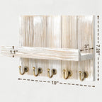 Rebee Vision Farmhouse Key Holder for Wall - Mail Organizer & Key Hanger for Wall - 5 Sturdy Key Hooks with Small Floating Sh