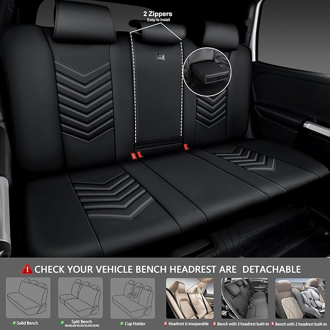 CAR PASS 3D Foam Faux Leather Car Seat Covers Full Set,Waterproof Leather Seat Cover for Cars,Luxury Universal Fit for SUV Tr