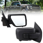 Right Passenger Side Mirror Fits 2021-2026 Ford F150 With Power Folding Heated Blind Spot Turn Signal Puddle Light Temperature Sensor Memory Camera Matte Black Replace#ML3Z17682FF5YGY(18+1Pins)