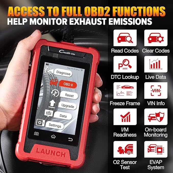 LAUNCH Elite ABS Bleeding Scan Tool,Engine Transmission ABS SRS OBD2 Scanner Diagnostic Tool,Throttle Reset Code