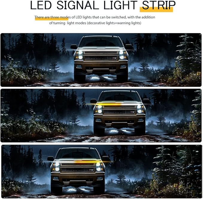 DREAMIZER 71" 12V RGB Car LED Lights Exterior Flexible Hood Light Strip,IP68 Waterproof Dynamic Car LED Strip Light with Turn Signal for Cars Truck SUV,APP Control